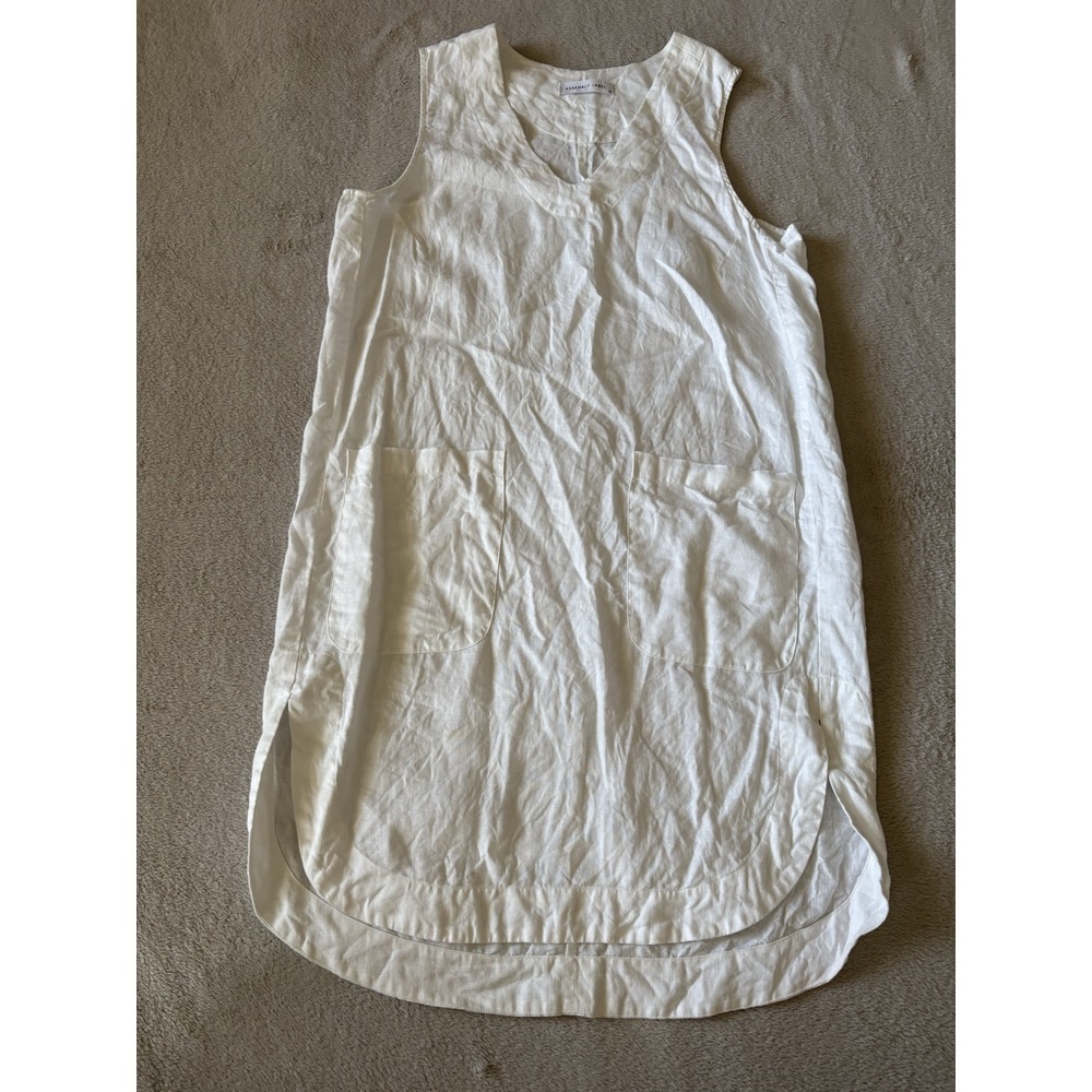 Assembly‎ Label Women's Size 10 100% Linen Double Front Pocket Tunic White